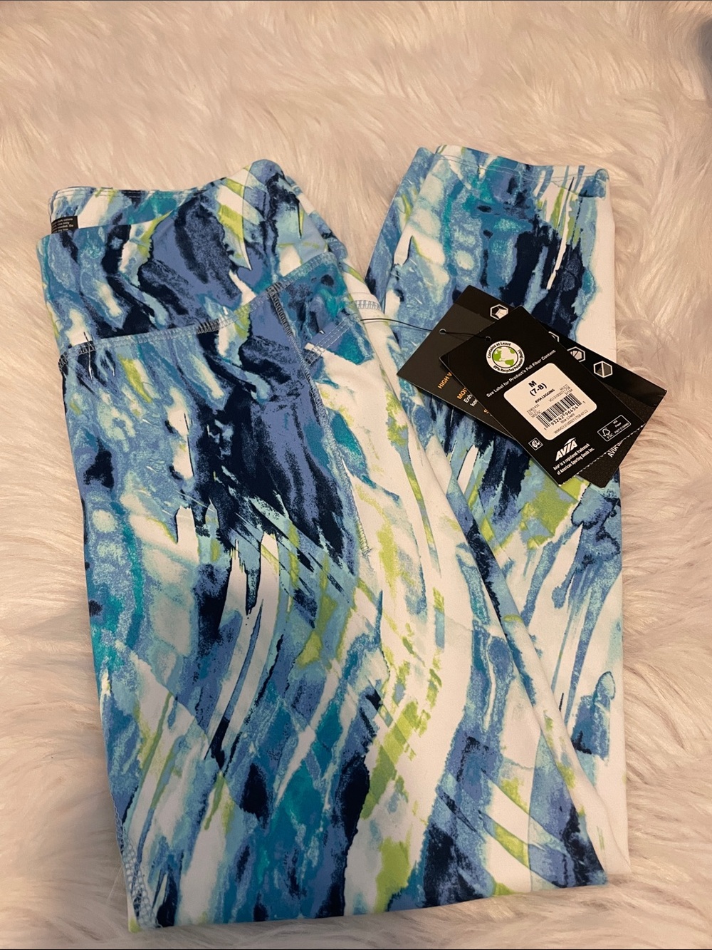 Avia Multi-Blue & White Abstract Leggings